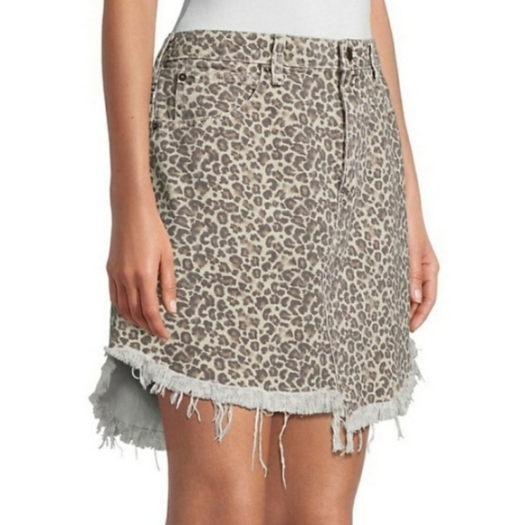 Free People We The Free Bailey Leopard Print Denim Skirt - Picture 1 of 9